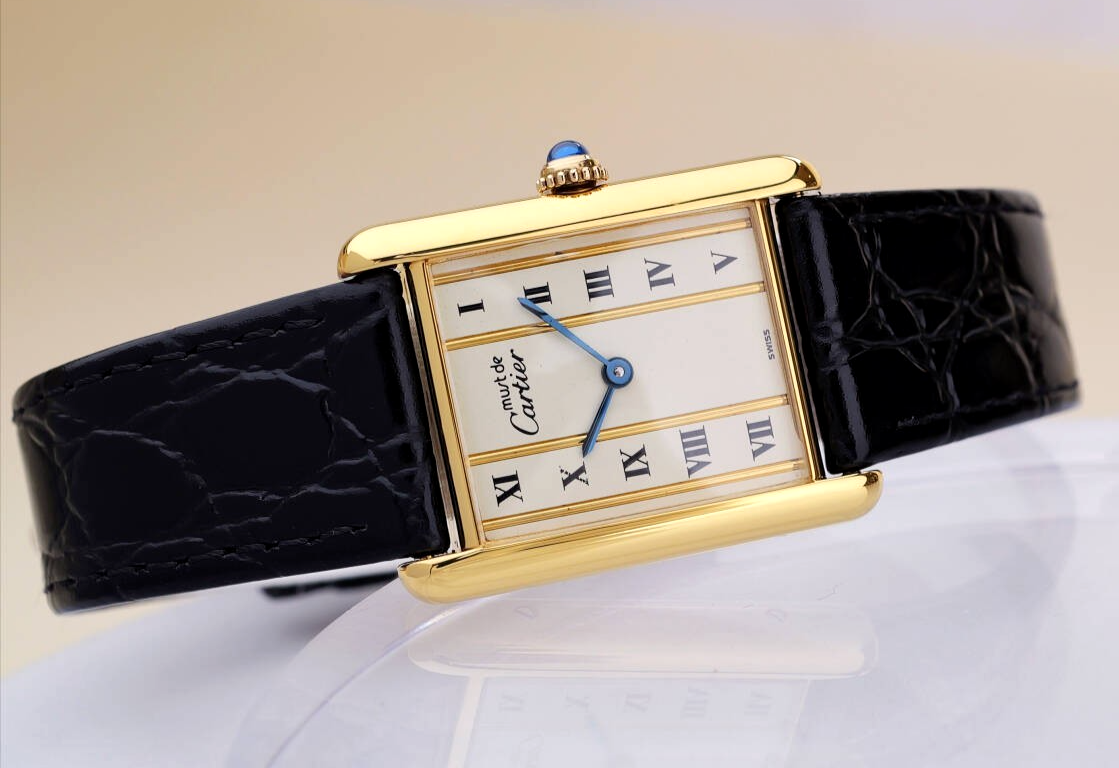 Cartier Watch Must Tank Gold Line White Dial Roman index LM Men