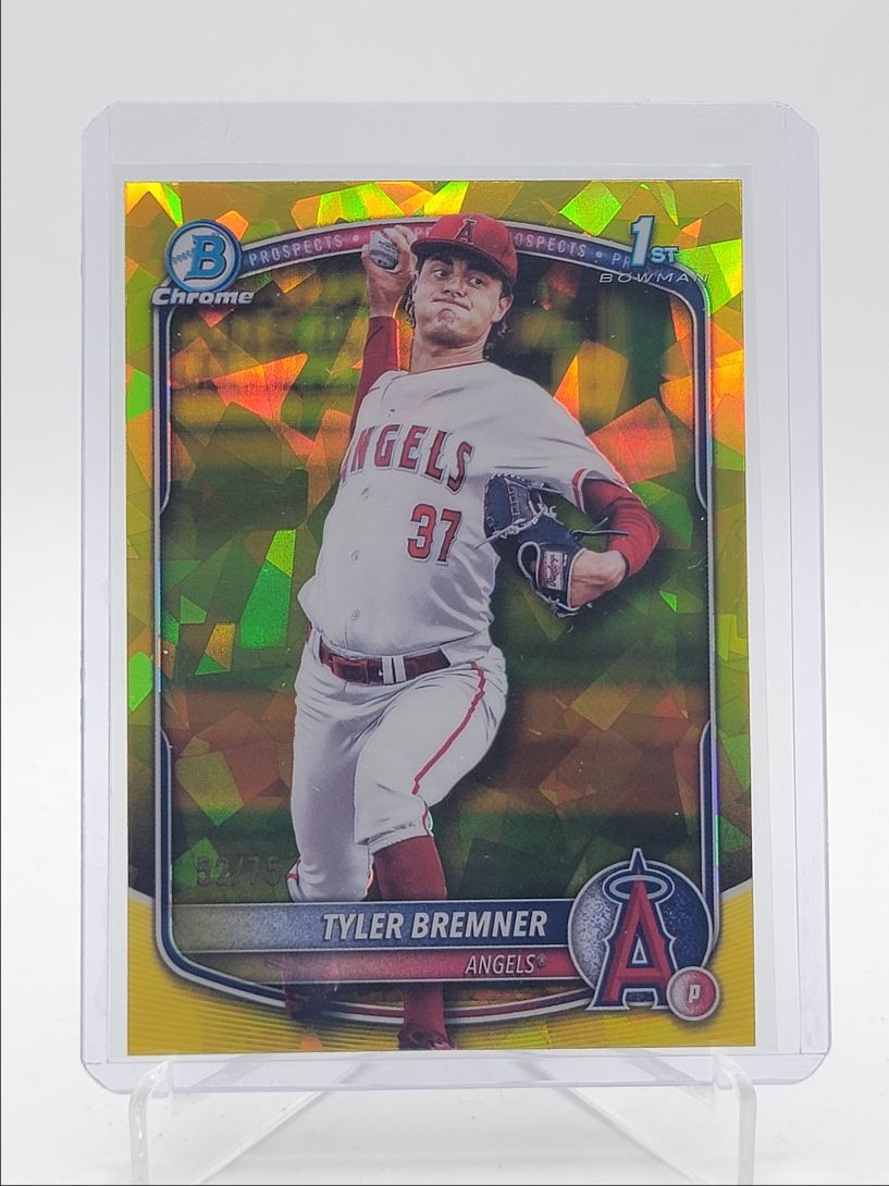 TYLER BREMNER 2025 BOWMAN CHROME DRAFT 1ST SAPPHIRE YELLOW /75 Q4060
