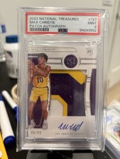 2022-23 Panini National Treasures rookie patch auto max christie 08/99 psa9 