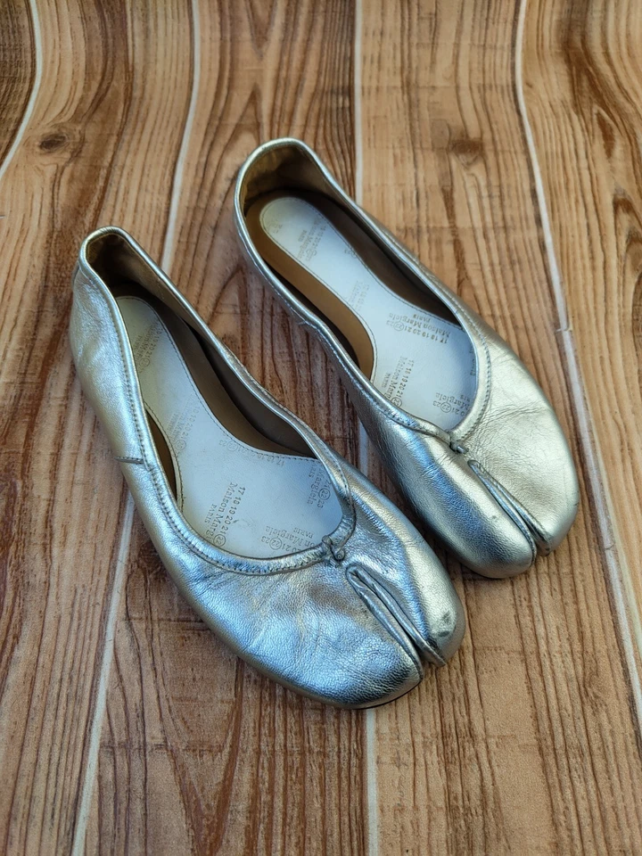 Кожаные серебряные балетки Maison Martin Margiela TABI ЕС 36 США 6 - Изображение 3 из 4
