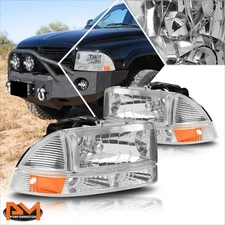 For 97-04 Dodge Dakota/Durango Headlight/Lamp Chrome Housing Amber Corner Signal