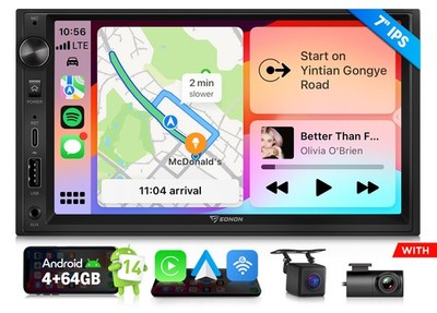 7'' IPS Android Auto 14 4+64 Double 2DIN Car Radio Wireless CarPlay Bluetooth GPS