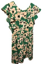 Merona Green & White Floral Dress with Bow Accent Closure in Back Size Small
