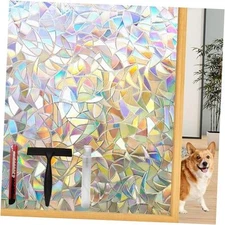 Rainbow Window Privacy Film with Installation 23.6 x 157.5 Inch Multicolor