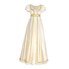 Regency Dress Women Regency Costume Victorian Gown Empire Waist Tea Small Gold