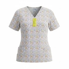 Natural Uniforms Womens V Neck Scrub Top Size XS Butterflies And Flowers NWT