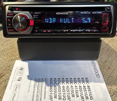 KENWOOD KDC-415U Autoradio CD MP3 WMA AAC 50WX4 AUX USB + Adapter + Anleitung
