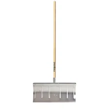 Combo Snow Shovel and Pusher 44.16 in Wood Handle Aluminum Blade Lightweight