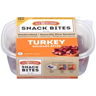 Turkey Sausage Snack Bites, Naturally Smoked, Ready to Eat, High Protein, Low...