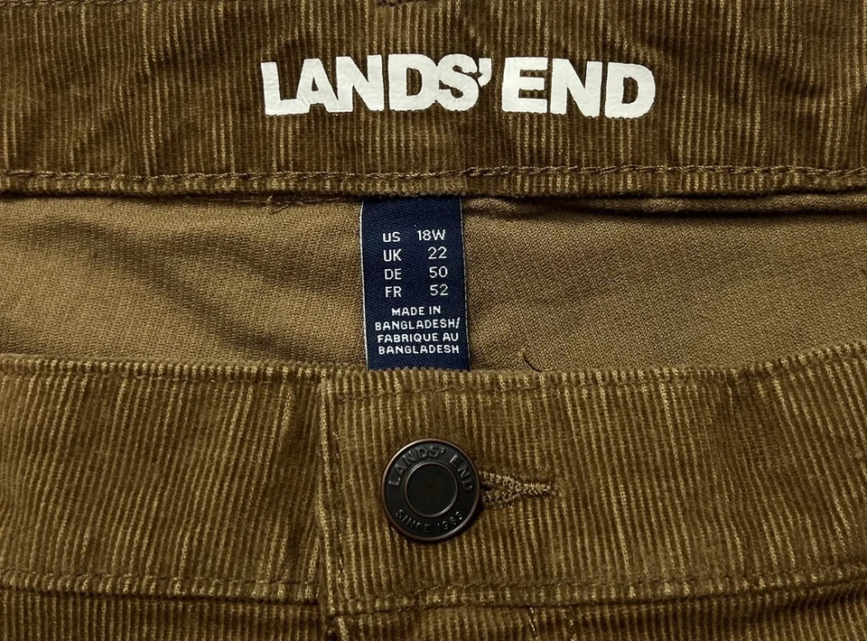 Lands End Pants Womens (18W) Brown Mid Rise Straight Leg Corduroy Casual Work - Image 4 of 4
