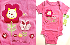 Body Disney Baby Pooh & Piglet "Natural Beauty" rosa 100% cotone nuovo con etichetta 6-9M