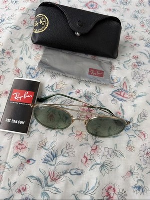 Ray-Ban Round Double Bridge Gold Frame/Green RB3647N Sunglasses