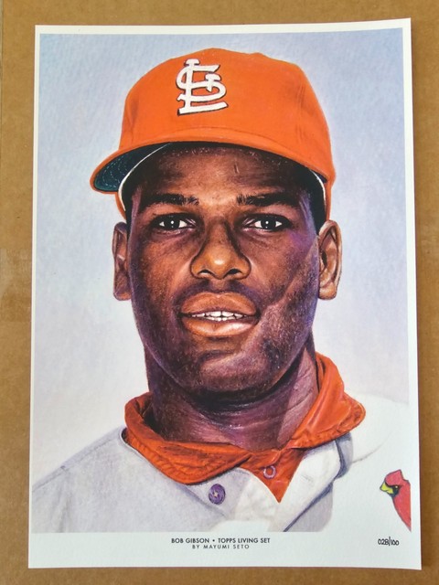 Topps MLB Living Set Fine Art Prints 10x14 Bob Gibson /100 Cardinals Mayumi Seto
