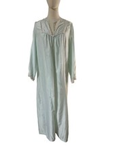 Vintage nightgown Barbizon Medium Night Gown Long Light Green Embroidered S/M