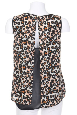 H&M Blouse Top Layer Look Leo Print D 38 nude peach brown