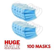 PACK OF 100  3 Ply Disposable Protective Face Masks Surgical/Medical Type II
