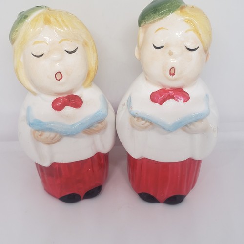 Vintage Chor singend Junge & Mädchen Weihnachten Salz & Pfefferstreuer handbemalt - Bild 12 von 17