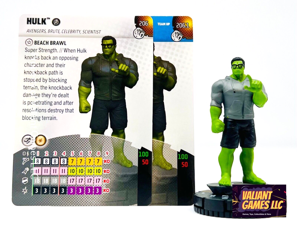 MARVEL、HULK Marvel Heroclix Hulk #206 w/ Card & #206.1 Team Up Card Marvel
