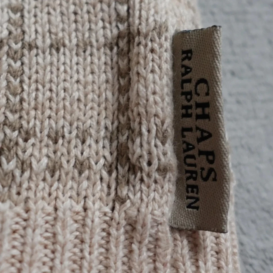 Chaps Ralph Lauren Sweater Vest Men's Large Beige Check V Neck Pullover Casual - Image 2 of 4