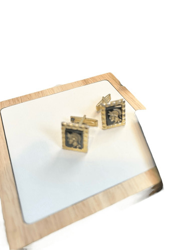 Vintage Gold Tone Intaligo Greek or Roman Soldier Cufflinks