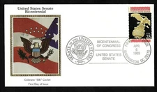 #2413 25c Constitution -United States Senate-  Colorano "Silk" FDC