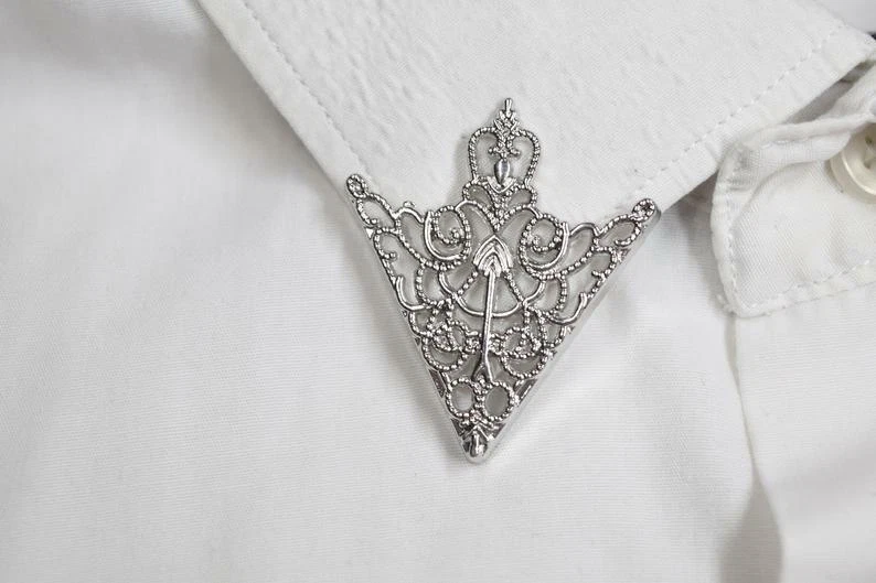 Art Deco Vintage Gothic Triangle Unique Collar Tips In Real 935 Argentium Silver - Image 3 of 4