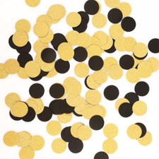 Glitter Gold Black Confetti Circle Dots Confetti for Party Decorations, 1.2" in
