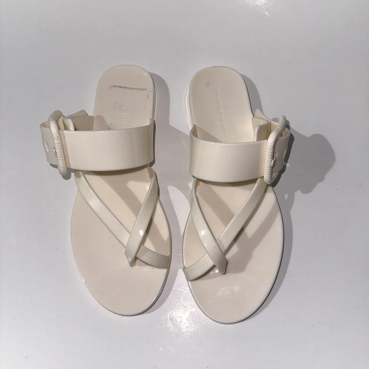 Cream store flat sandals
