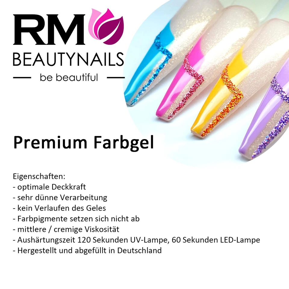 Farbgel Metallic Fuchsia Rot Led UV-Gel Nagelgel French Nail Art Design Nagel 5m - Bild 3 von 4