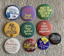 Lot Of 10 Miscellaneous Pizza Hut Buttons Pinbacks A