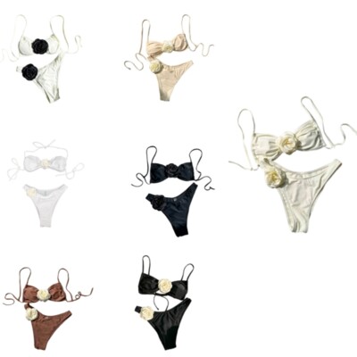 Two Pieces Swimming Costume 3D Flower Swimsuit