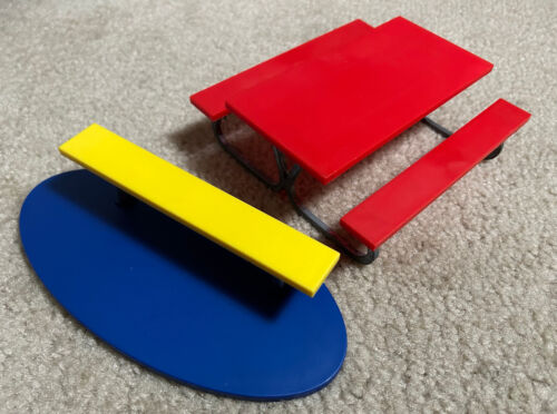 Tech Deck Picnic Table Bench Lot Fingerboard Skateboard Vtg red blue yellow - Picture 1 of 12