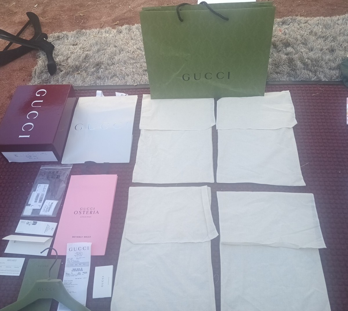 Lot of Dust Bag + GUCCI BOX+1 HANGERS +GUCCI RECEIPT+2  display picture 2
