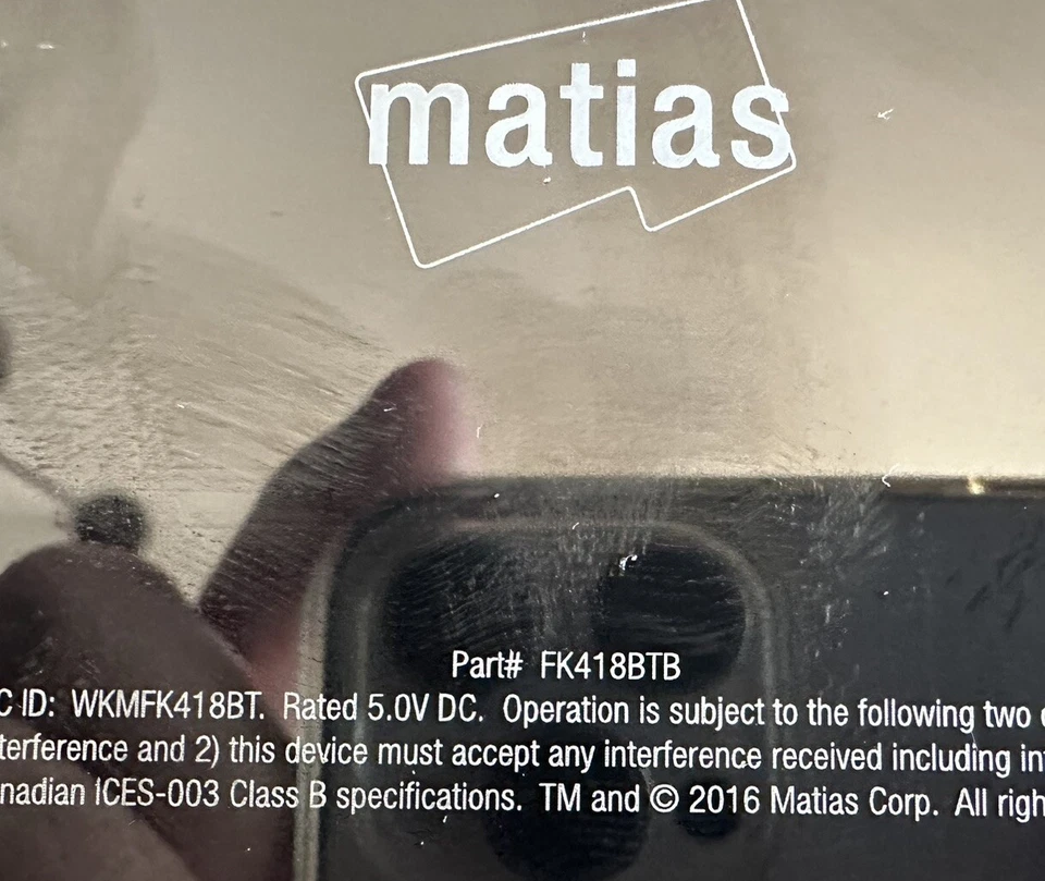 Matias Bluetooth Wireless Aluminum Keyboard FK418BTB - Image 3 of 3