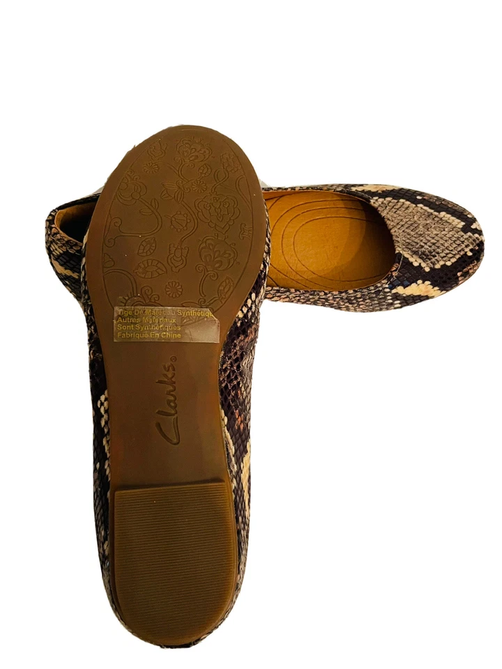 Clarks Indigo Mujer Imitación Piel de Serpiente Ballet Zapatos Sin Cordones Informales 6.5M Nuevos Foto 3 de 4