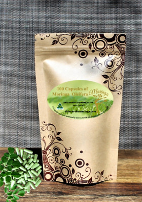 Moringa Veggie Capsules 1 x100 in bag for Nutrition & natural Vitamin Body Boost