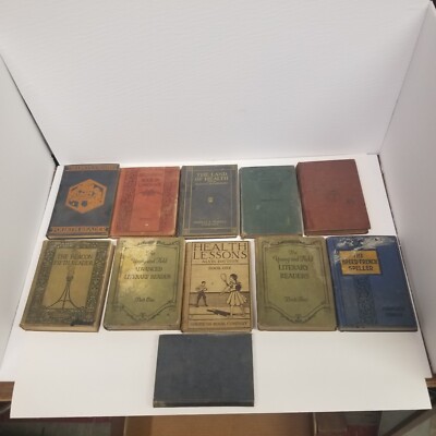 Antique School Textbook Lot of 11, Health, Reading, Science, Speller, LOOK