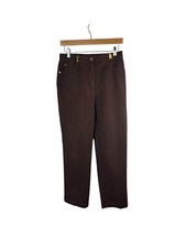 St John Sport Woman  s Brown Straight Leg Pant Size 4 Gold Logo On Belt Loop