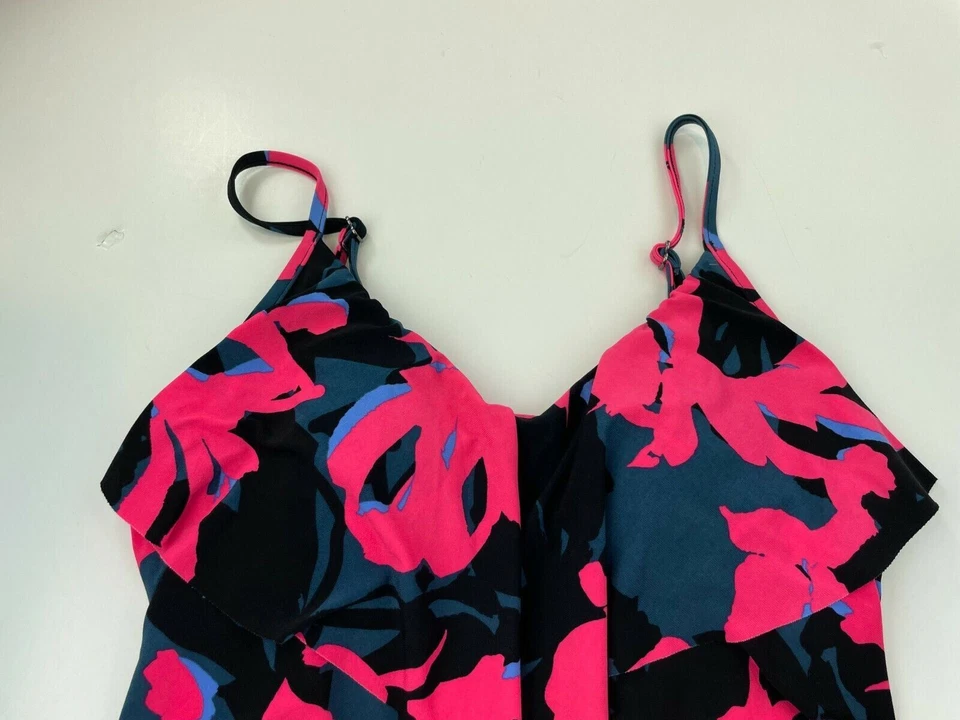 MagicSuit Tankini Top 10 Rosa Negro Estampado Geométrico Capas En Niveles B53-09 Foto 2 de 4