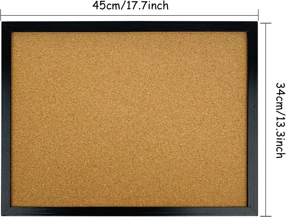 GDMINLO Black Cork Bulletin Board, 17.7 X 13.3 Inches with Oak Wood Finish Frame - Image 2 of 4