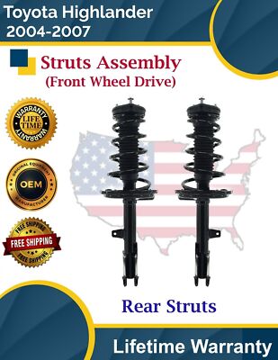 OE Rear Struts for 2004-2007 Toyota Highlander 2.4L 3.3L 2WD Lifetime Warranty