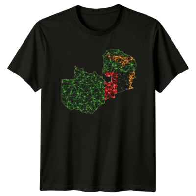 Sambia Karte Geometrisches Design Geographie Herren T-Shirt Damen Grafik Tee
