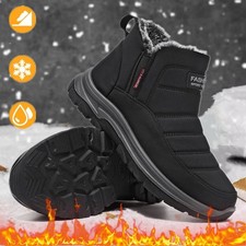Winter Warm Snow Boots Men's Anti Slip Short Snowshoes Causal Ankle Boots Black