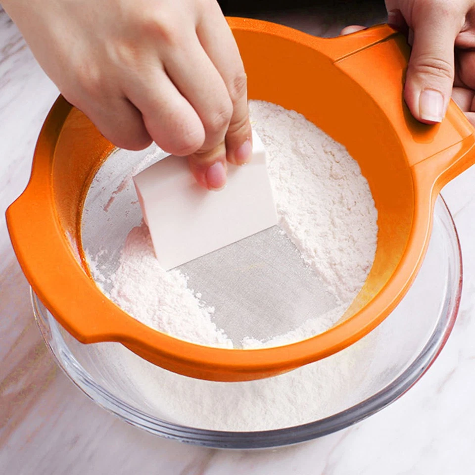 1Pc Round Flour Soil Sieve Household Stainless Steel Fine Mesh Strainer (Orange) - Image 3 of 4