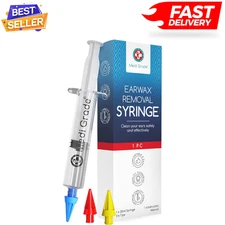 Medi Grade Ear Syringe Ear Wax Removal Kit with 3 Quad-Stream Tips - Water