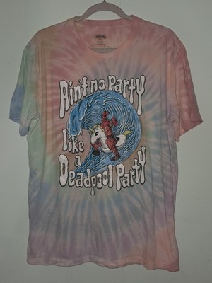 Marvel Deadpool Aint No Party Graphic Tee Tie-Dye T-Shirt Adult Large Cotton 