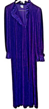 Donna Richard Gilligan  O'Malley Robe Womens Purple Velour Zip Pockets M/L VTG