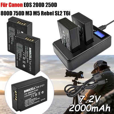 2× LP-E17 Akku Für Canon EOS 750D 200D 800D M3 M5 Rebel SL2 T6i + Dual Ladegerät