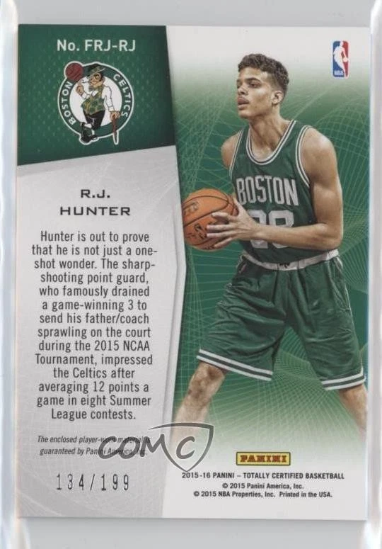 2015-16 Totally Certified Fabric of the Game Rookie Jersey Red /199 RJ Hunter RC - Image 2 of 2