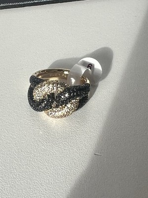 Bomb Party UNGEZÄHMTER Pave Ring Gr. 9 ''Knot For The Faint'' schwarzer Onyx & cz Gold